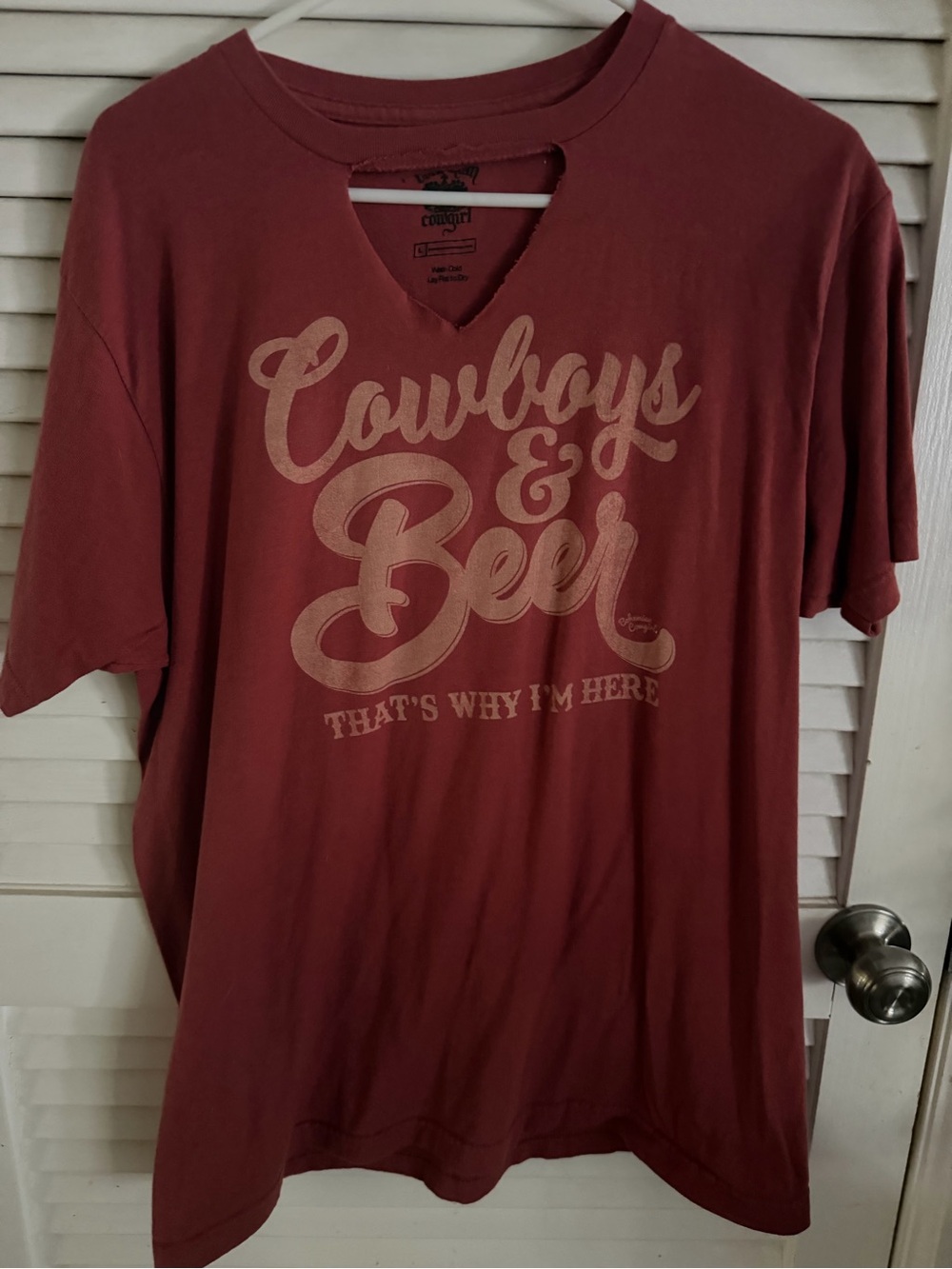 Cowgirl Crewcuts Cowboys & Beer Graphic Tee - Maroon/pink/Red Lg